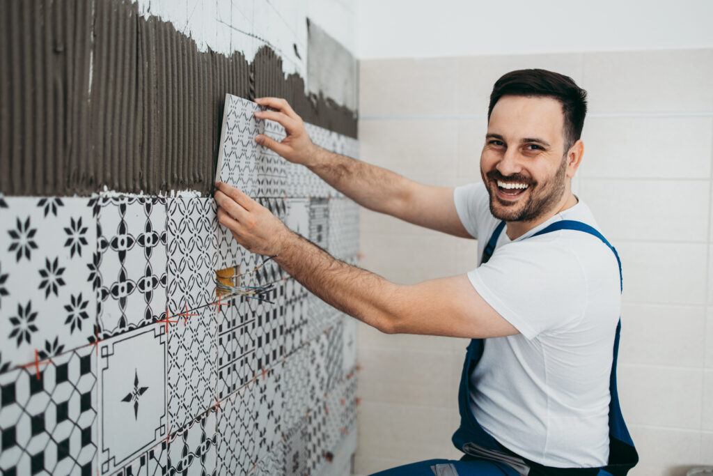 Professional home builder at work